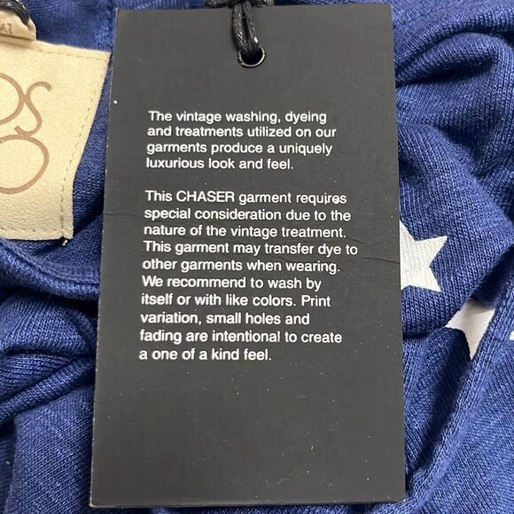 Chaser Navy Blue White Stars Patriotic Button Front Tank Top Cami Medium NWT - Picture 7 of 9